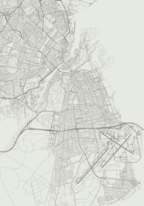 Kunstkort - Detalje af kort over veje og stier i København